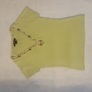 Women's short sleeve sweater with trim neck and back.  Made by Crest City.